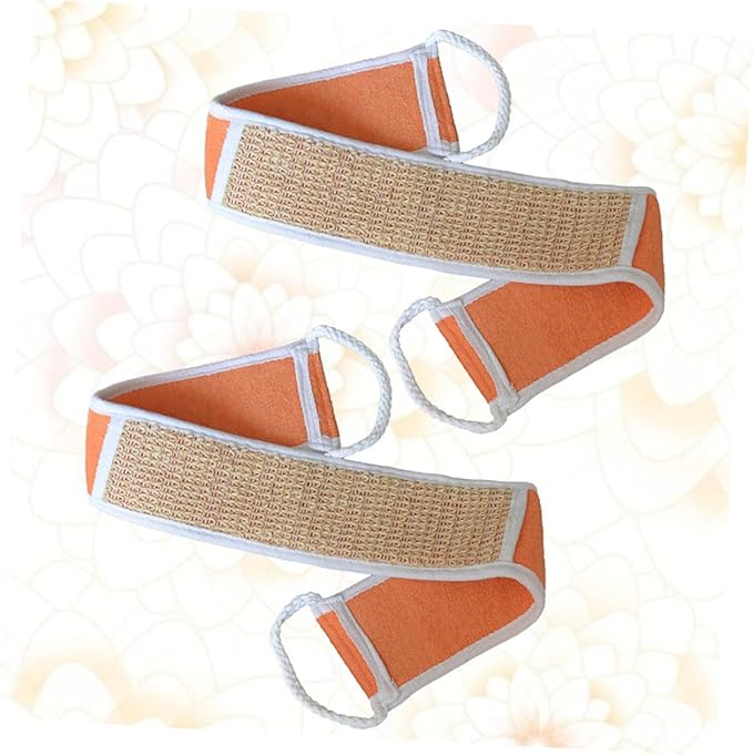 2pcs Exfoliating Bath Bands Natural Cotton Linen Back Scrubber Strap for Deep Cleansing for Shower Spa Removes Dead Skin for Smooth Skin Orange
