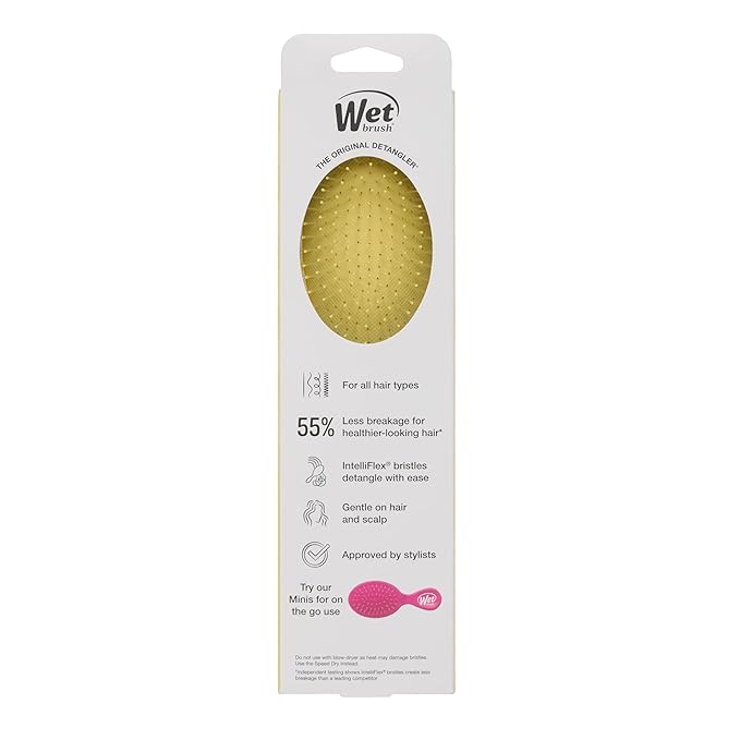 Wet Brush Original Detangler, Golden Gingham (Coastal Charm), Ultra-Soft IntelliFlex Bristles Glide Through Tangles, Detangling Hair Brush (Wet & Dry), Women & Men, Limited Edition