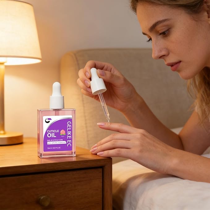Nail Cuticle Oil for Moisturize and Repair - Gelike EC Easy and Quick Absorb Cuticles Care Treatment - Natural Peach Smells for Women and Men Dry Damaged Thin Nails