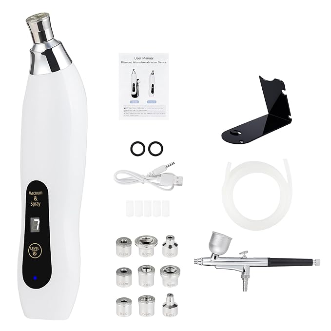Diamond Microdermabrasion Machine, 7 Suction Modes Professional Microdermabrasion Machine with Airbrush, Blackhead Remover Facial Dermabrasion Device for Salon Personal Home Travel Use