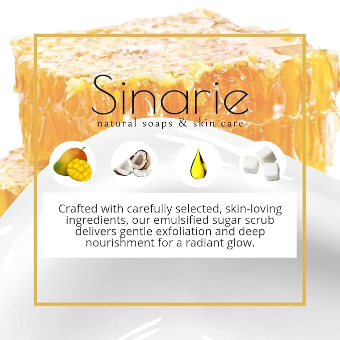 Exfoliating Sugar Scrub for Body – Hydrating Moisturizing Body Polish with Natural Oils – Gentle Spa Skincare for Smooth, Glowing Skin (5 oz., Warm Honey (Honey & Tonka))