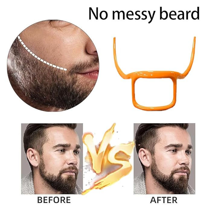 Beard Styling Template Goatee Mustache Grooming Guide Stencil Lineup Tool Shaving Template for Men Face Hair Styling Hairline Shaping Orange