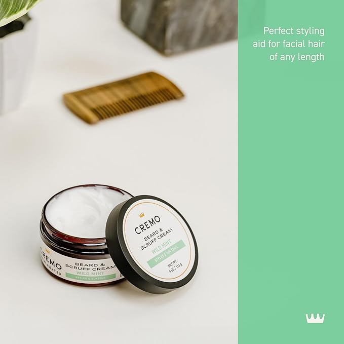 Cremo Beard & Scruff Cream,Wild Mint,4 Ounce - Soothe Beard Itch,Condition and Offer Light-Hold Styling for Stubble and Scruff (Product Packaging May Vary),(Pack of 2)