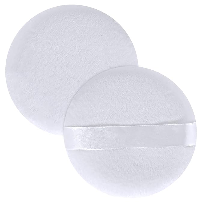 2pcs 4.13 Inch Powder Puffs Large Loose body powder puff, White Soft Velour makeup puff
