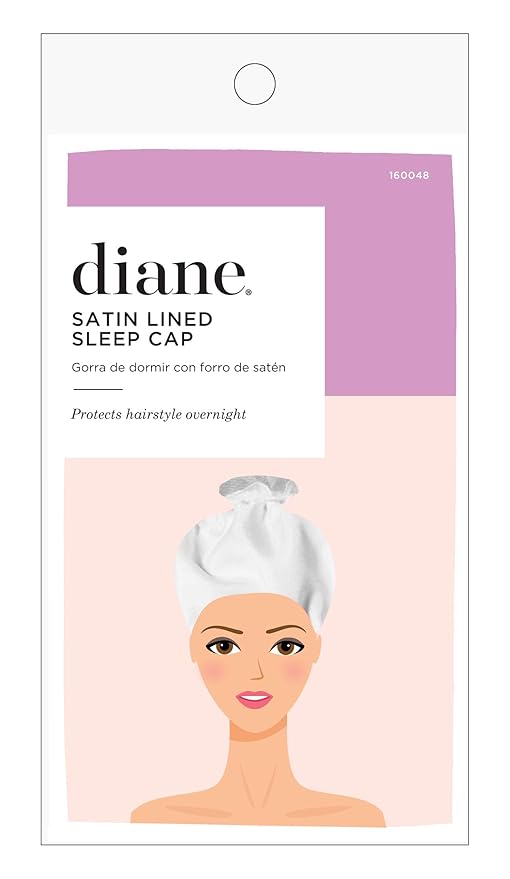 Diane Satin Lined Sleep Cap, Adjustable Fit for All Hairstyles, Reduces Frizz and Breakage, Stays Secure Overnight, White