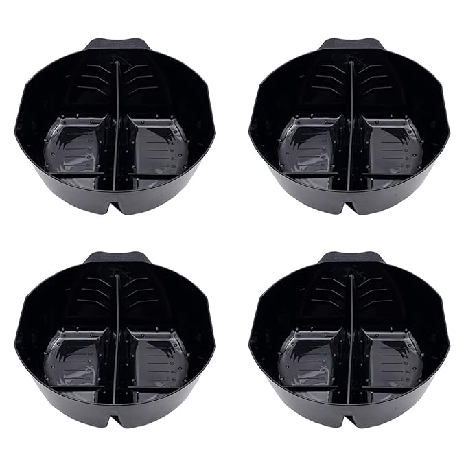 Colortrak Stackable Double Color Bowl (4 Pack), With Divider Perfect for Double Process Color, Measurement Markings Inside Bowl, Stackable for Storage, Black,
