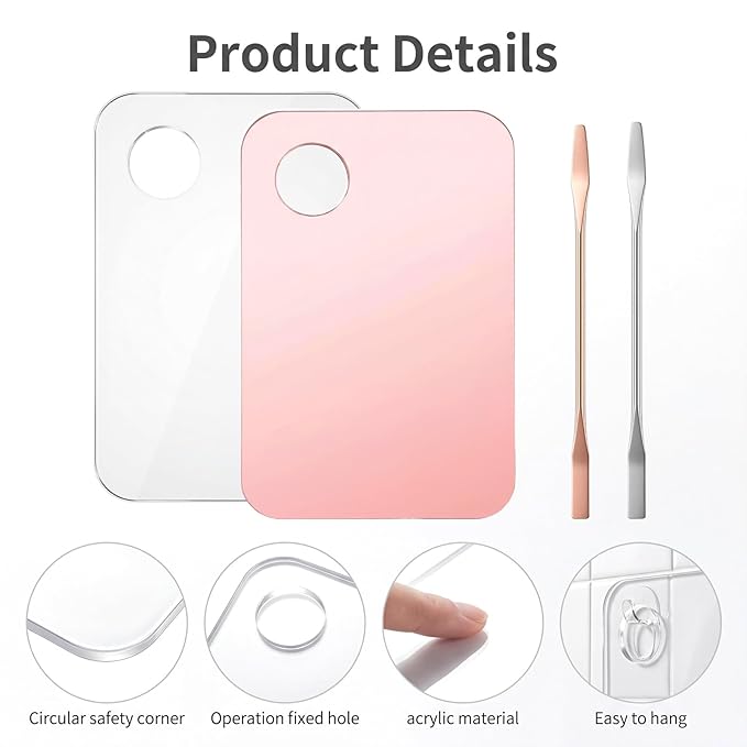 4Pcs Makeup Mixing Palette Set, Acrylic Foundation Palette with Spatula Tool, Professional Makeup Mixing Tray for Women Girls Blending Eye Shadow Lipsticks Nail Art Beauty Salon