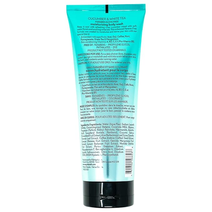 Vitabath Cucumber & White Tea Body Wash Moisturizing Bath & Shower Cleanser & Skincare Radiant Detox & Restore Nourishing Body Polish - Cruelty-Free, Paraben-Free - 12 oz