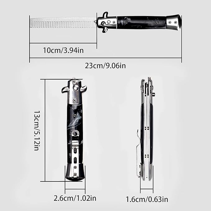Folding Pocket Comb, Stainless Steel Beard Comb for Men, Switchblade Fine Tooth Mustache Combs Designed for Hair Salon Beauty Tool (Black)