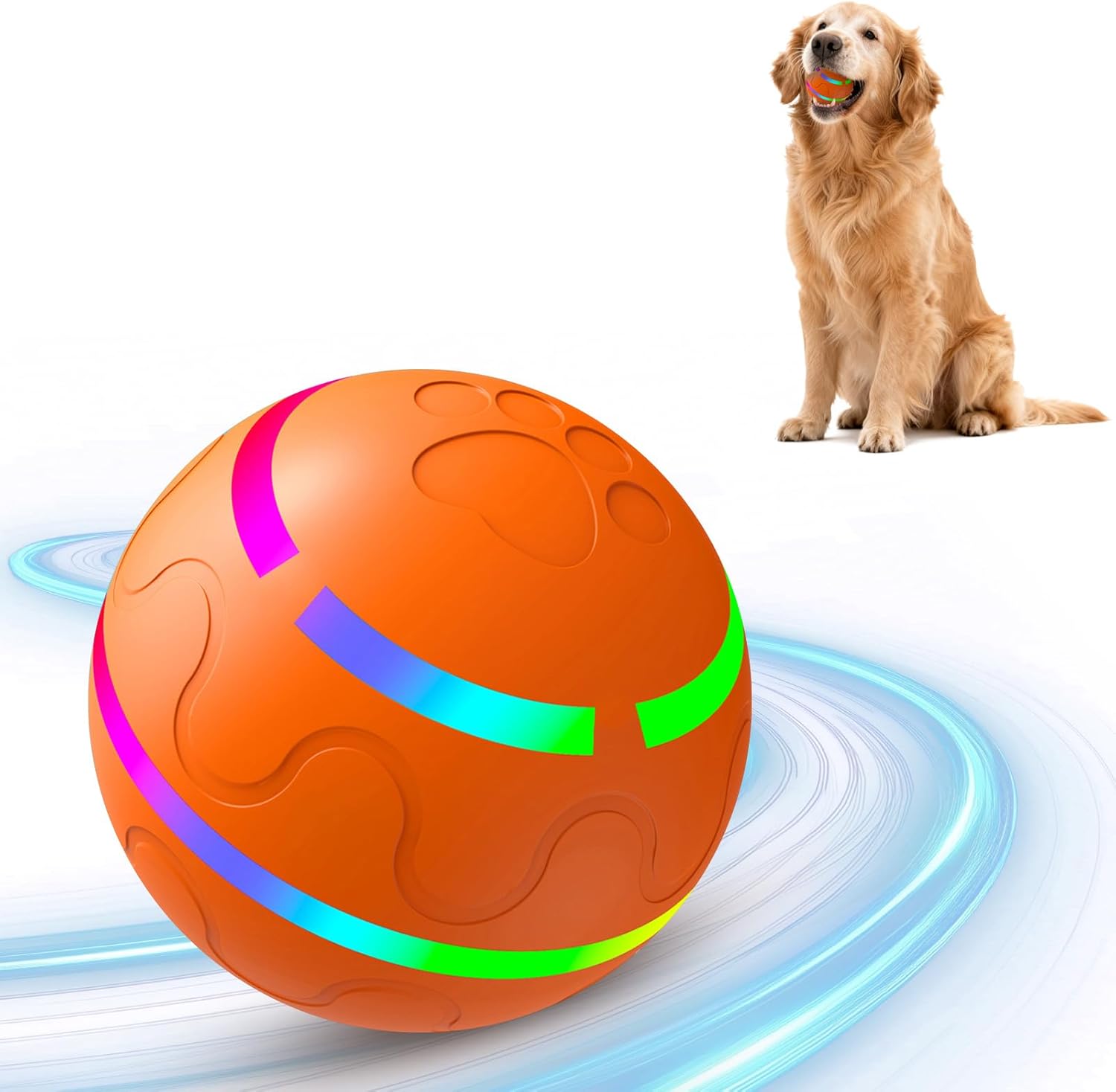 Interactive Dog Ball, Smart Interactive Dog Toys, Automatic Moving Vibrating Bouncing Pet Ball for Medium and Large Dogs, TPU Material, Rechargeable and Waterproof