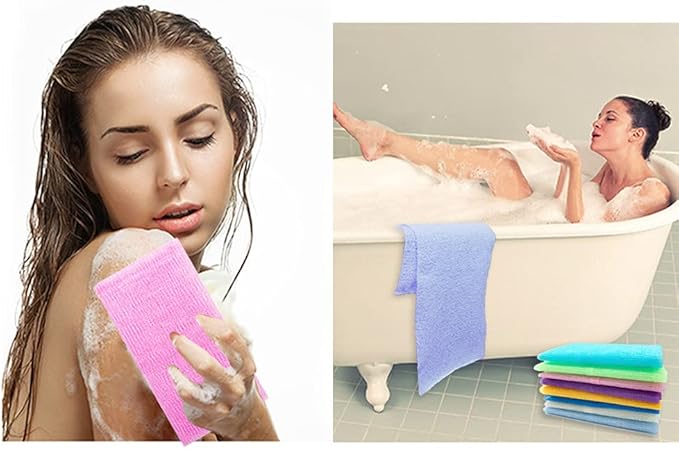 8Pcs 35 Inch Exfoliating Bath Cloth,Skin Bath Wash Towel,Nylon Shower Washcloth Body Scrubber Loofah for Women and Men