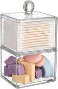 Stackable Square Acrylic Cotton Ball Holder Q-tip Holder Bathroom Swab Dispenser (Twin pack)