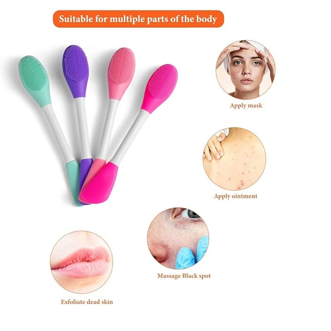 Silicone Brushes,Double-Ended Silicone Face Mask Brush,Facial Cleansing Brush, Premium Soft Facial Masks Other Skin Care Applicator Tool for Cream, Body Lotion,Moisturizer (Purple)