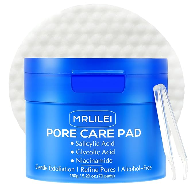 BHA Salicylic Acid Toner Pads with Pore Care - Dual-Textured Facial Exfoliation Toner Pads with Glycolic Acid, Niacinamide Daily Face Skincare - 70 Pads + 4 Trial Pads