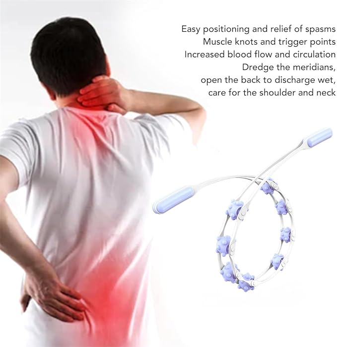 Manual Back Massage Roller Rope, Handheld Massage Ball Roller Anti Cellulite Massage Roller, Fascia Roller Manual Massage Strap for Back Neck Shoulder Waist Leg Muscle Exercise Massage Roller (Blue)