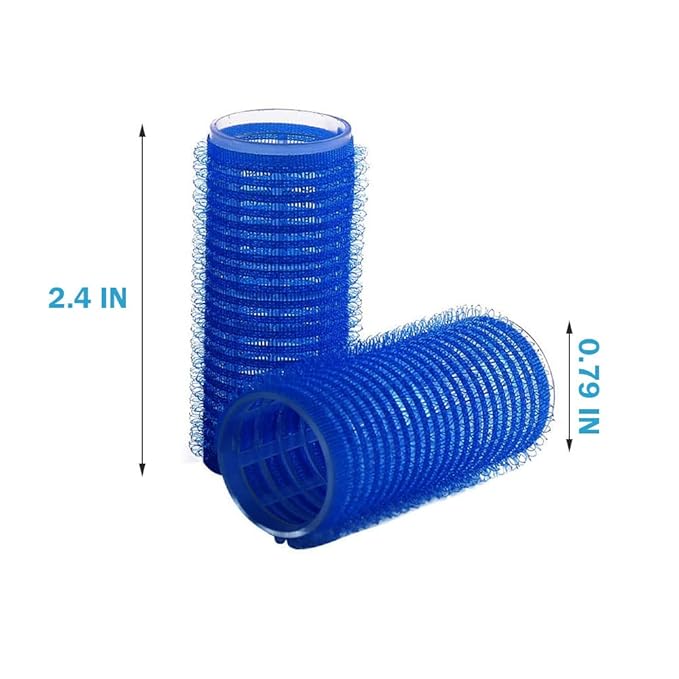 12PCS Plastic Roller Hair Curler for Medium Short Hair, Heatless Roller Hair Curler for Bangs, Create Natural Curly Hairstyle, Blue