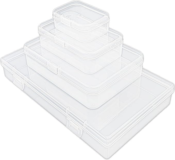 96 Pack Rectangular Clear Plastic Storage Containers Box with Hinged Lid for Beads and Other Small Craft Items (Mixed Sizes 2)