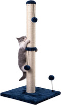 MECOOL 34“ Tall Cat Scratching Post Premium Basics Kitten Scratcher Sisal Scratch Posts Trees with Hanging Ball for Indoor Cats, Navy