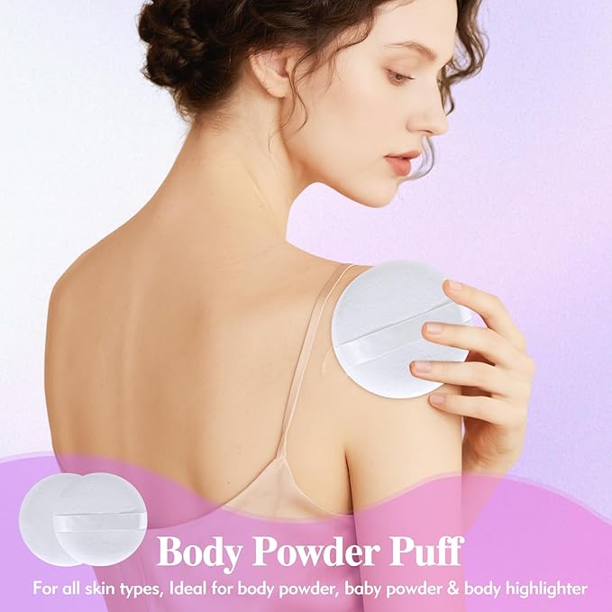 2pcs 4.13 Inch Powder Puffs Large Loose body powder puff, White Soft Velour makeup puff