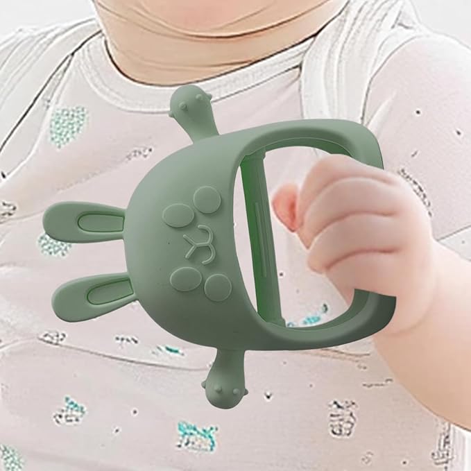 Children Teething Toy, Soft Flexible Texture, 12x12x4.5cm, Gum Massager, Care Accessories, Adorable Bunny Design, Ideal for 6-12 Months Boy Girl