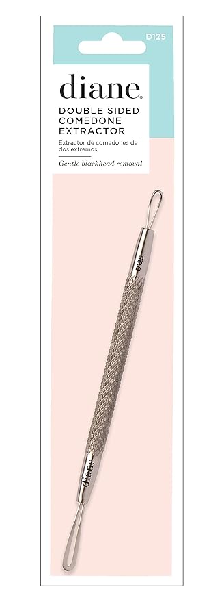 Diane Two-Sided Comedone Extractor Tool, Stainless Steel Blackhead and Whitehead Remover for Clearer Skin