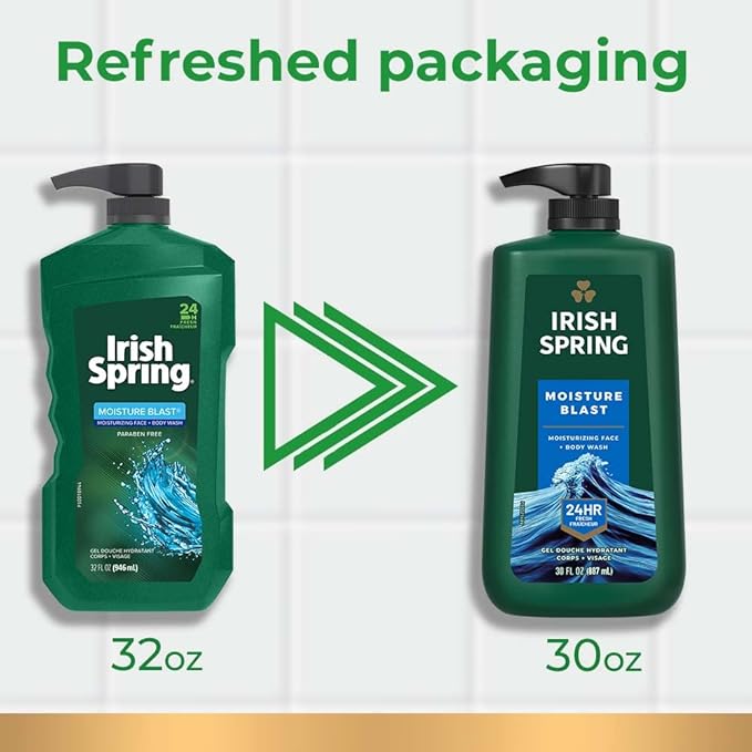 Irish Spring Moisture Blast Body Wash,30 Oz Pump,(Pack of 8)