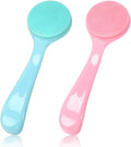 Silicone Manual Facial Cleansing Brush, NADUSEP 2 Pack Skin Friendly Soft Bristles Waterproof Face Scrubber Exfoliating Brush for Blackheads Whiteheads Makeup Residues Removal (Blue, Pink)