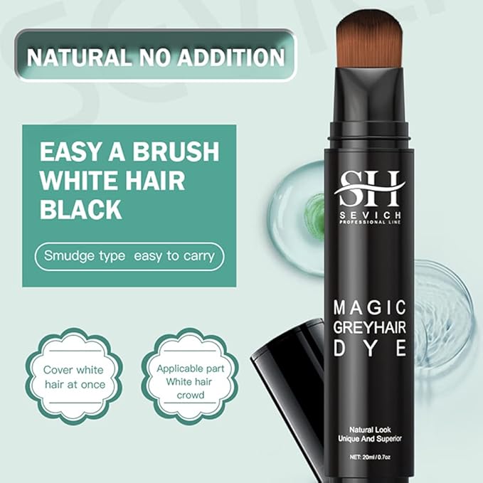 SEVICH Grey Hair Dye Brush Pens - Hair Root Touch Up Temporary White Hair Cover for Solon Home 20ml Darkbrown