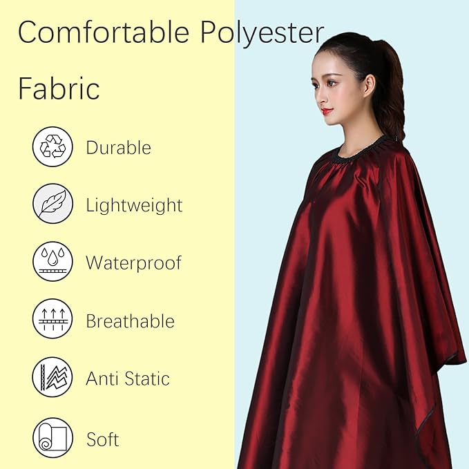 Barber Cape, Professional Hair Salon Cape with Adjustable Metal Clip, Shampoo Hair Cutting Cape for Barbers and Stylists - 55 x 63 inches (Wine Red)