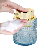 Glass Foaming Soap Dispenser,Foam Dispenser Bottle with Large Pump,Wide-Mouthed and Easy to Press,Refillable Hand Soap Dispenser for Bathroom Countertop and Kitchen Decor (1, Blue)