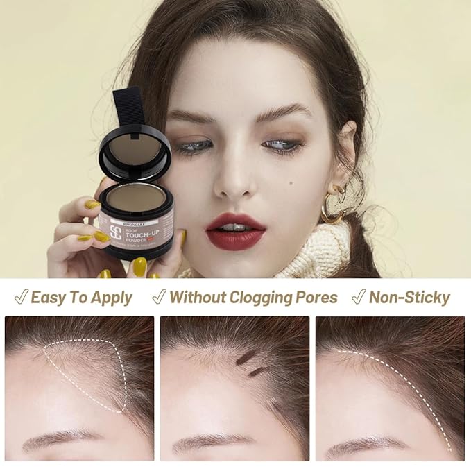 Root Touch Up Powder for Women - SOVONCARE Wet Hairline Powder to Cover Gray Hair, Thinning Hair & Bald Spots, Waterproof Hair Color Cover Up（Black 0.14 Oz）