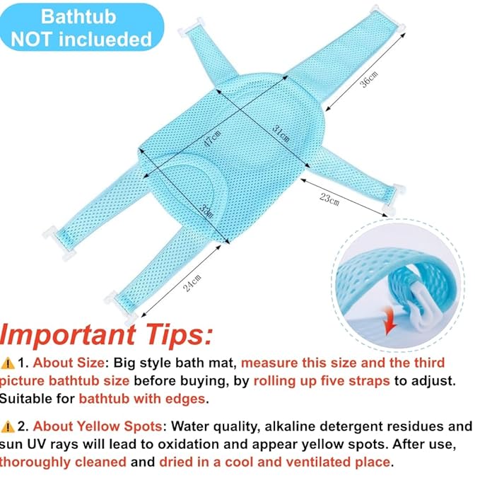 Baby Bath Support Mesh Pad Newborn Bath Tub Seat Net Non-Slip Baby Tub Mat Floating Bathtub Seat Cushion Adjustable Pillow for Bathing Cushion Pad Mat for 0-3 Years Old (No Bathtub)