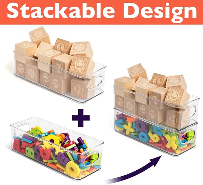 CLEARSPACE Plastic Pantry Organization and Food Storage Bin – Great Kitchen Fridge Organizer Bins, 2 Pack