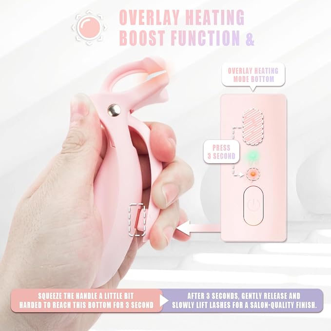 Pinkiou Heated Eyelash Curler for Women 10s Fast Heating Electric Lash Curler with 2 Temp Modes & Skin-Friendly Silicone Pad, USB-C Rechargeable Portable Eye Lash Curler for Long Lasting Natural Curls