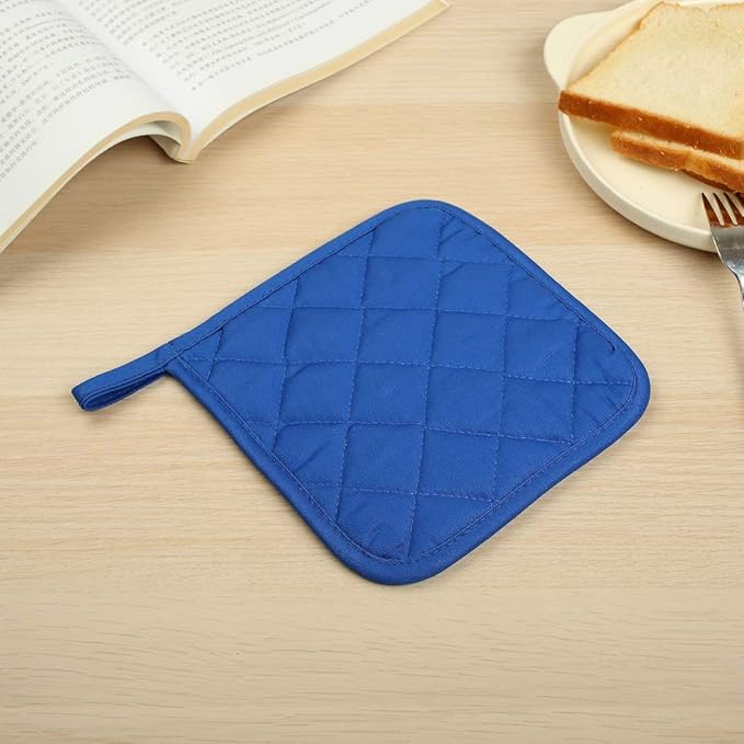 6 Pack Potholders Kitchen Pot Holders Set,Cotton Pot Holders for Kitchen 7 inch hot Pads,Heat Resistant Hot Pads for Cooking and Baking Dark Blue
