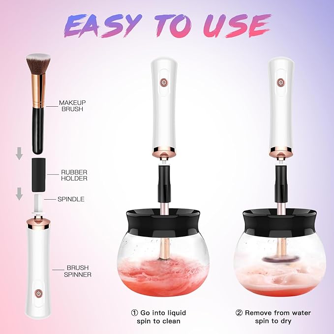 Electric Makeup Brush Cleaner Machine - Makeup Brush Cleaner for Brushes Wash and Dry Quickly -Perfect for Daily Makeup or Frequently Used Makeup Brushes
