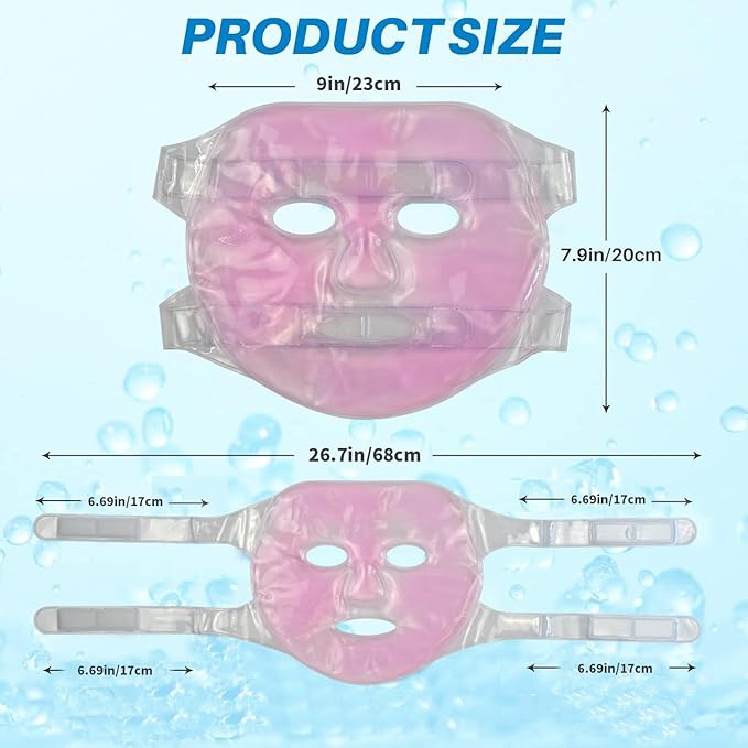 SportEmblema Ice Face Mask - Cooling Gel Face Mask for Puffy Eyes & Headache Relief, Hot Cold Therapy Compress for Facial Skincare, Post Laser Treatment, Sinus Pressure & Migraine, Reusable