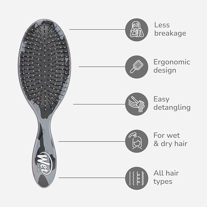 Wet Brush Original Detangler Hair Brush, Dark Gray Leopard (Safari), Ultra-Soft IntelliFlex Bristles, Detangling Bristles Glide Through Tangles (Wet & Dry Hair), Women & Men