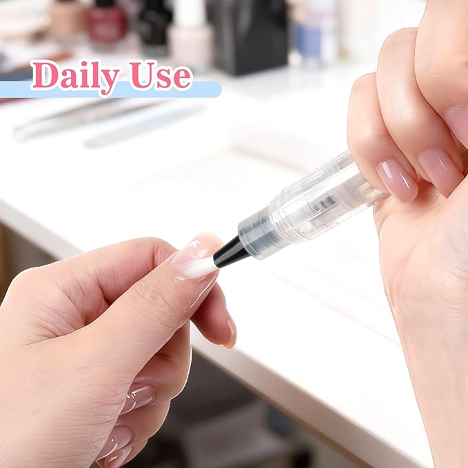 Cuticle Oil Pen Refillable - Empty Nail Oil Pen with Brush Tip Reusable Press Applicator Transparent Cosmetic Containers for Nail Oil Eyelash Growth Liquid Cosmetic Lip Gloss (3 Pack 6ml)