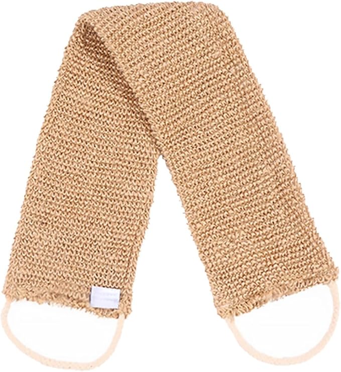 Operitacx Natural Ramie Jute Back Scrubber Bath Exfoliator Strap for Shower, Long Body Scrubbing Towel for Dead Skin Removal, Suitable for Men and Women, Bathing Accessory