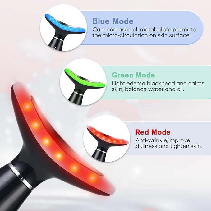 LATME Facial Massager,Neck Face Massager Tool,3 Mode Massage with Heat,Portable Beauty Instrument for Skin Care Women Gift (Black)