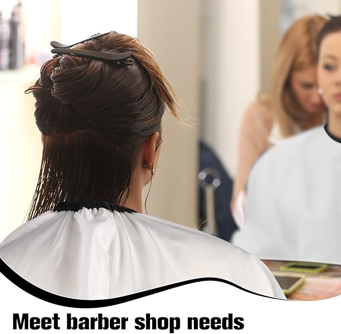 Jeyiour 6 Pieces White Barber Cape Professional Hair Cutting Salon Cape with Adjustable Snaps for Haircuts Coloring Adults Women Men Shampoo, 55 x 47 Inches