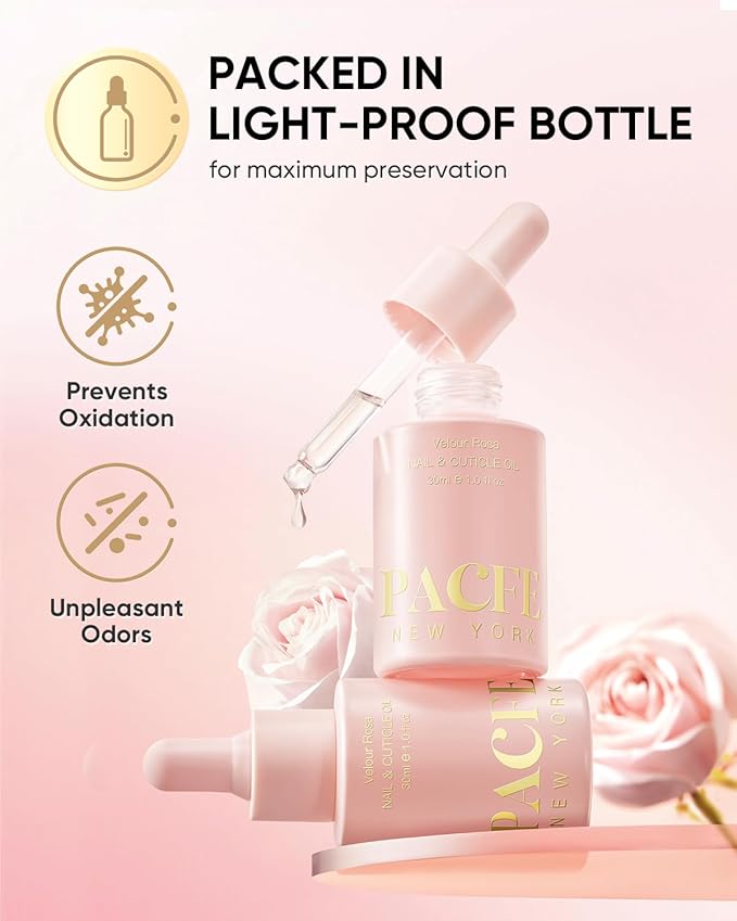 Velour Rosa Nail and Cuticle Oil - 100% Natural Plant-Based Treatment with Jojoba oil, Squalane & Vitamin E - Deep Hydration for Dry Damaged Nails & Cuticle - Non-Greasy, Rose Scent, 1.0 fl oz