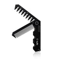 Protable Folding 2 in 1 Hair Comb Dence Tooth Comb Wide Tooth Comb Sparse Styling Pocket for Combing Straight hair Curly Hair Beards Mustaches for Men Barber Hairdresser (Black)