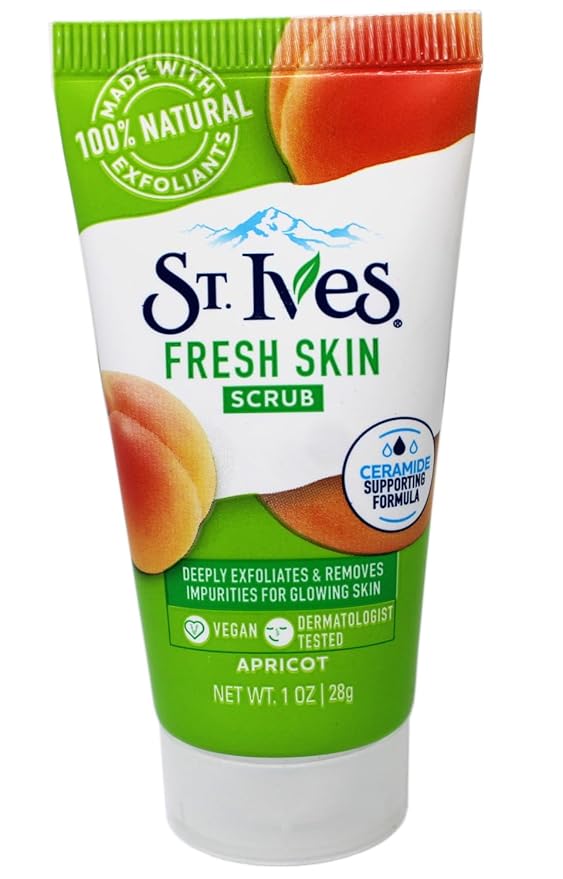 St. Ives Apricot Scrub Exfoliant, Travel-Size 6-Pack – Fresh Skin Exfoliating Apricot Facial Scrub, 1 Oz Ea