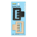 Gimme Beauty Square Double Teeth Claw Clip - Extra Grip Accessory Set - Perfect for Medium Hair - Lasting Hold for Everyday Wear - Trendy, Non-Slip Cilp Duo for Women - Black & Tan, 2 Pack