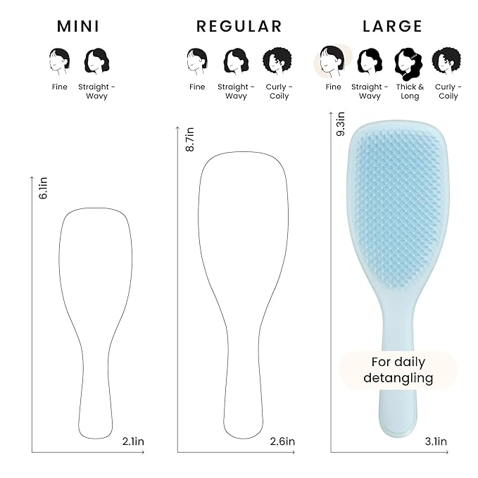 Tangle Teezer Fine Ultimate Detangler Brush, Dry & Wet Hair Brush to Detangle & Reduce Breakage for Fine Hair Types, Large, Seafoam Blue