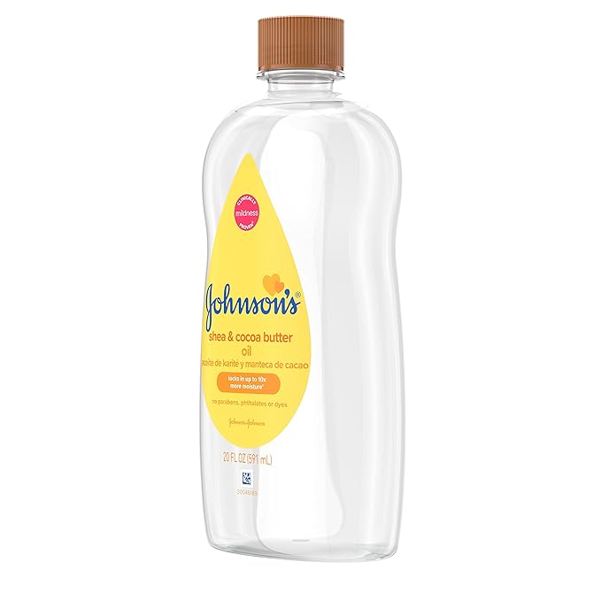 Johnson's Baby Oil, Mineral Oil Enriched with Shea & Cocoa Butter to Prevent Moisture Loss, Hypoallergenic, 20 fl. oz (Pack of 2)