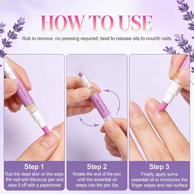 SAM SUGAR Cuticle Oil Pusher Pen Ceramic Cuticle Oil Cuticle Pusher 2 in 1 Nail Care pen for Dry Damaged Nails