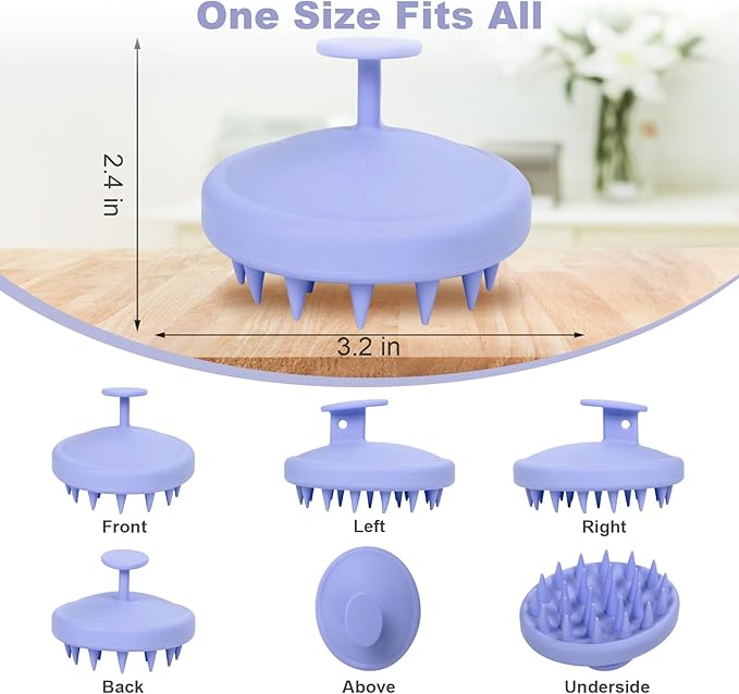 Silicone Scalp Massager, Scalp Scrubber for Hair Growth with Soft Bristles, Scalp Exfoliator Brush Dandruff Removal Shampoo Brush for Wet Dry Scalp Care (Light Purple)
